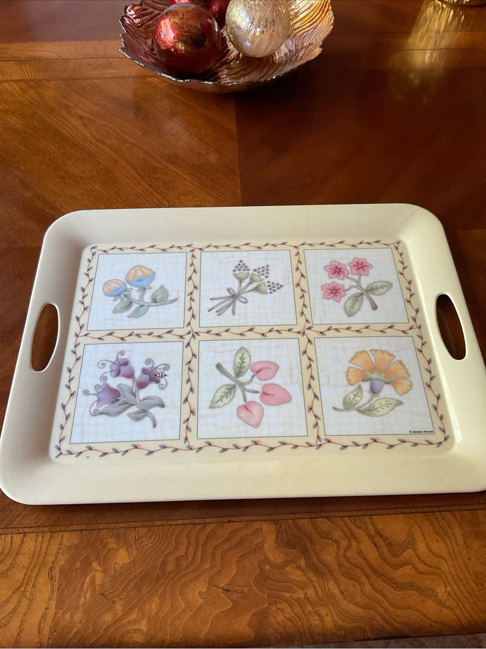 Sakura Evolution Vtg Debbie Mumm Floral Melamine Serving Tray 14x19 RARE